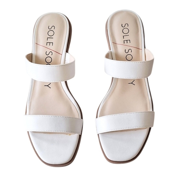 Sole Society Lunespa White Two Strap Block Heel Sandals Espadrille - Picture 2 of 8